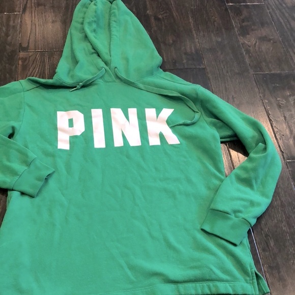 PINK Victoria's Secret Tops - PINK VICTORIAS SECRET green hooded sweatshirt size xsmall